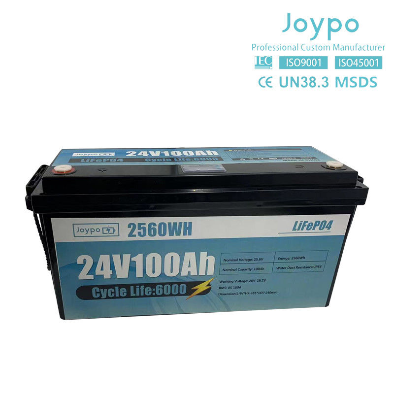 Smart BMS umur panjang 24V 100Ah Lithium Ion Baterai RV Camper Lifepo4 Baterai Pack