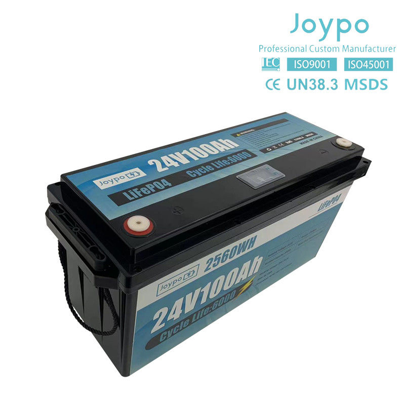 Smart BMS umur panjang 24V 100Ah Lithium Ion Baterai RV Camper Lifepo4 Baterai Pack