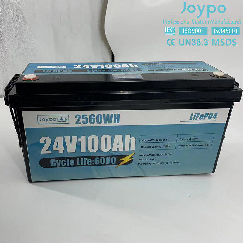 100Ah 200Ah Lithium Ion LiFePO4 Baterai 24 Volt Deep Cycle Baterai Untuk RV Campers